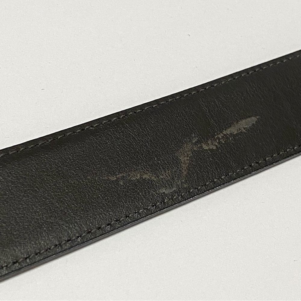 MONT BLANC black saffiano leather gold square buckle belt - Picture 9 of 11